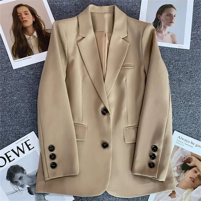 Elegant Office Lady Blazers for Women 2025 Fashion Long Sleeve Single Button Blazer Coats Female Top Suit Jackets Outerwears LadyShow.Store