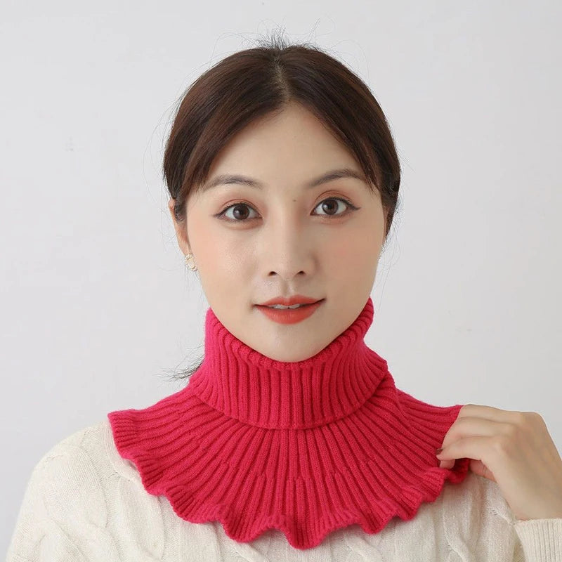 Warm Knitted Fake Collar Women Thicken Turtleneck Ruffles False Collars Detachable Neck Guard Winter Windproof Fake Collar Pi-Mart