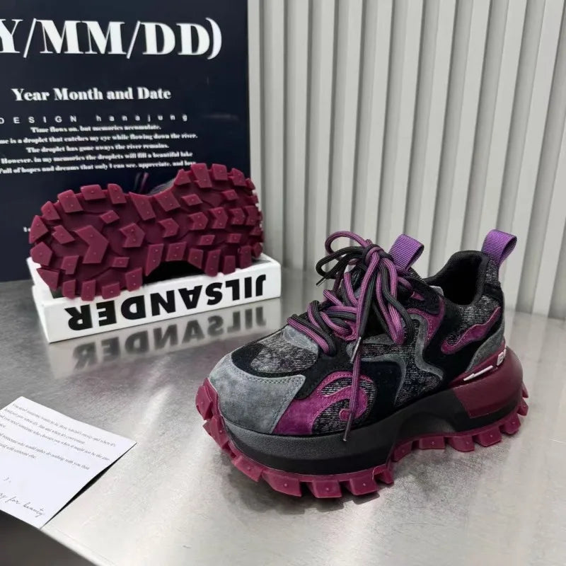 2026 Spring New Breathable and Versatile Fashionable Thick Bottom Anti Slip Casual Lightweight Forrest Dad Shoes for Women Pi-Mart