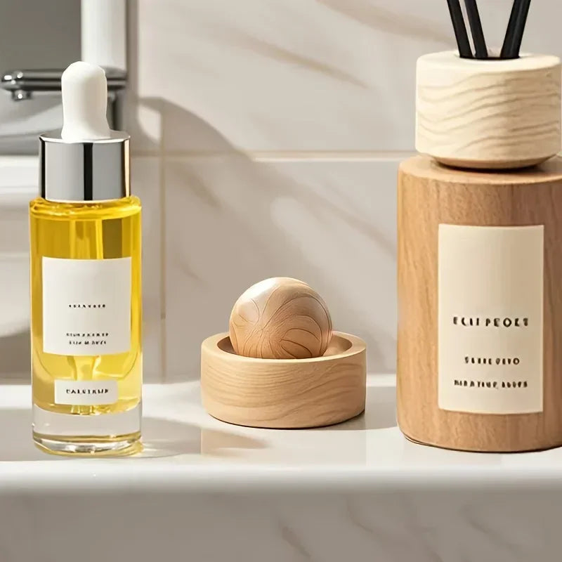 Car Wooden Essential Oil Diffusers-Spherical Design Natural Fragrance Dispersion Bedroom Decor Diffuser Car Home Room Fragrance Pi-Mart