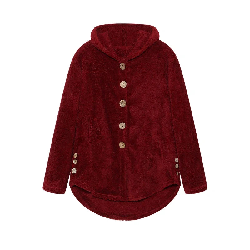 Fashion Trend Autumn and Winter Press-pleated Printed Turn-collar Long-sleeved Shirt Two-piece Furry Coat LadyShow.Store