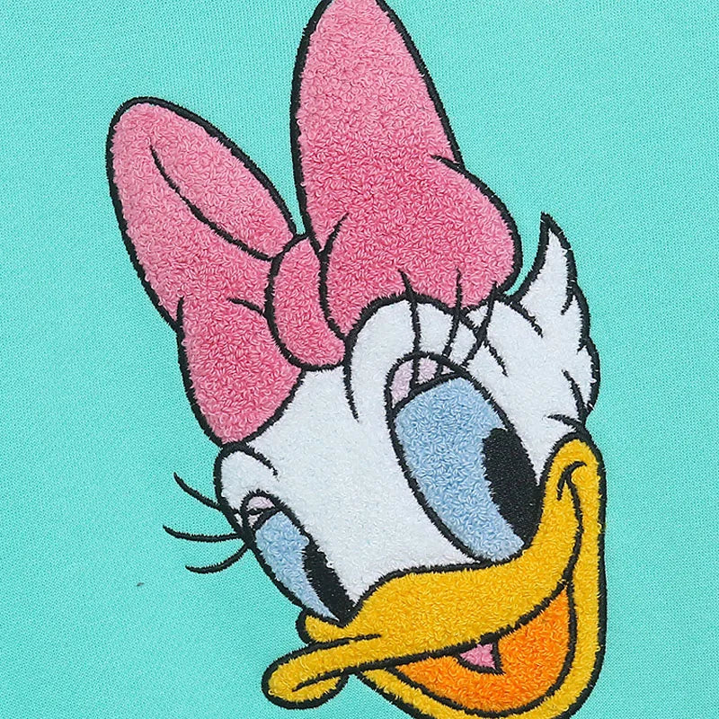 Disney World Disneyland Embroidery Sweatshirt Women Casual Fleece Jumper Mickey Daisy Duck Cartoon Loose Pullover Top O Neck LadyShow.Store