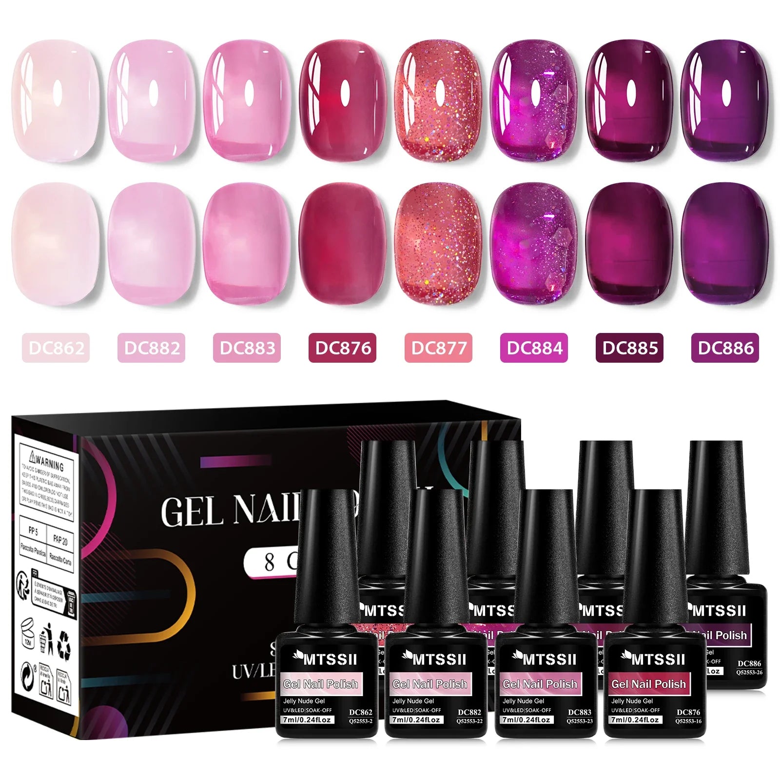 8pcs Nude Jelly Gel Nail Polish Set With Box Translucent Color Semi Permanent Soak Off UV LED Gel Varnish Nail Supplies Manicure Tri Light Beauty