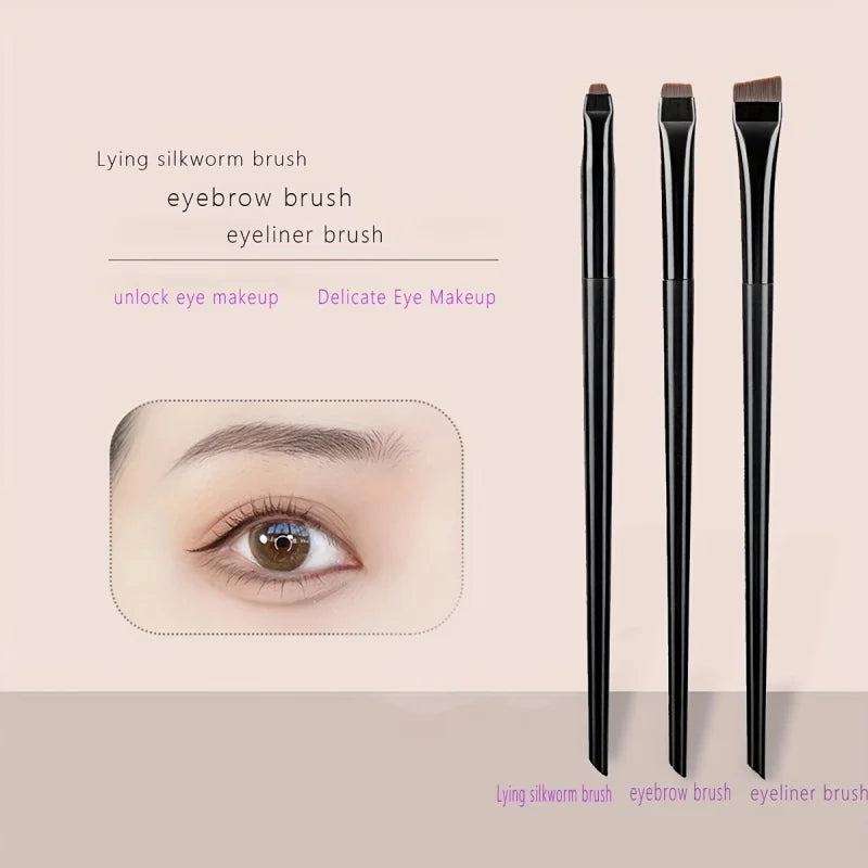 3pcs Professional Makeup Brush - Precision Eyebrow, Eyeliner, Powder Application - with Nylon Bristles - for Natural Definition Pi-Mart
