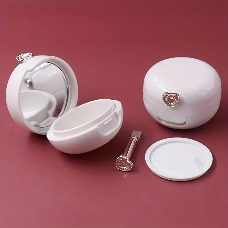 1pc Lip Balm Container with Mirror and Applicator - Portable Cream Packaging Case - Essential Beauty Product for On-the-Go Tri Light Beauty
