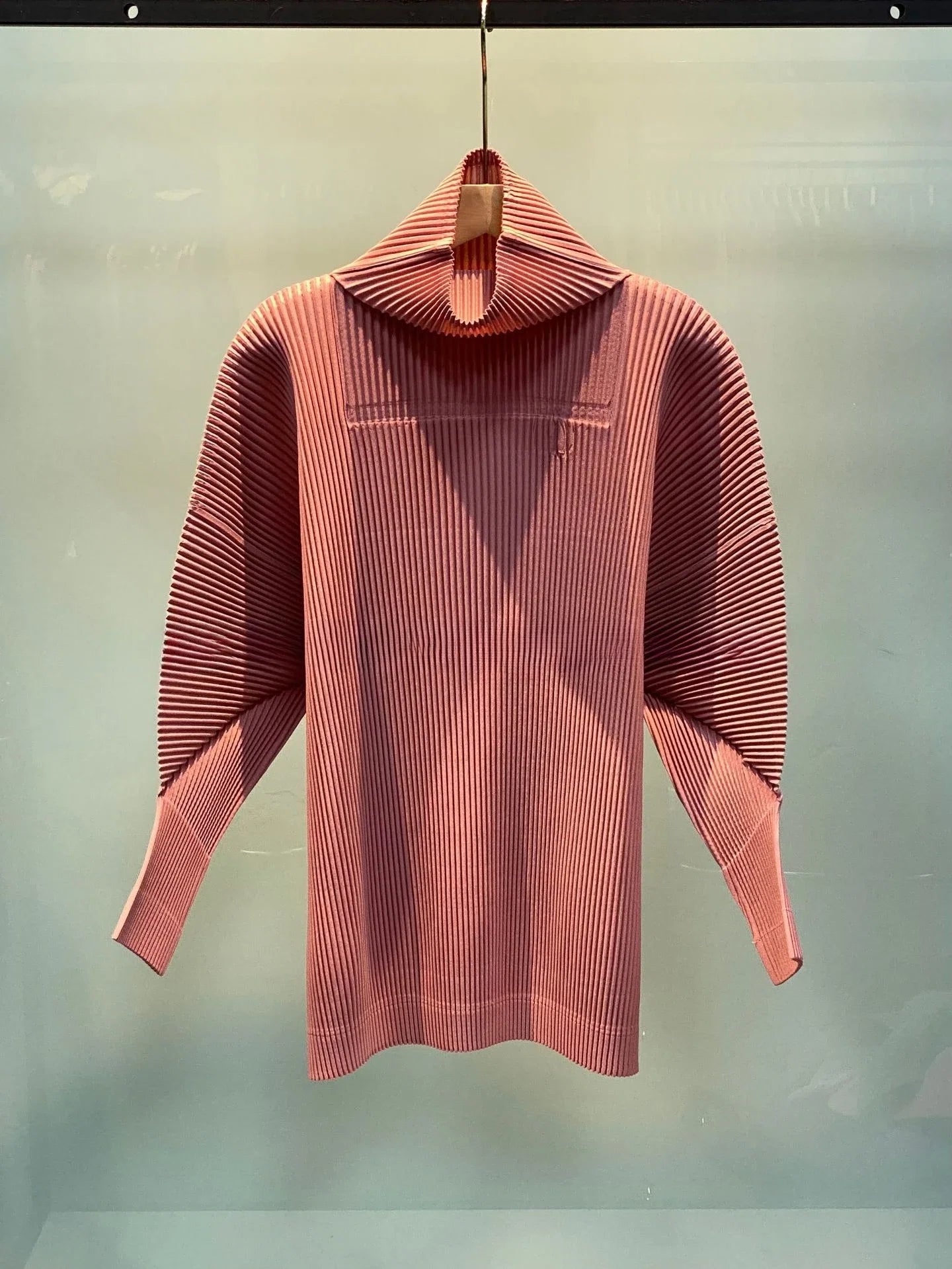 Miyake Pleated Sweatshirt Pit Stripe Zipper Standing Collar Jacket Women 2025 New Casual Pullover Hundred Pleat Skinny Tops LadyShow.Store