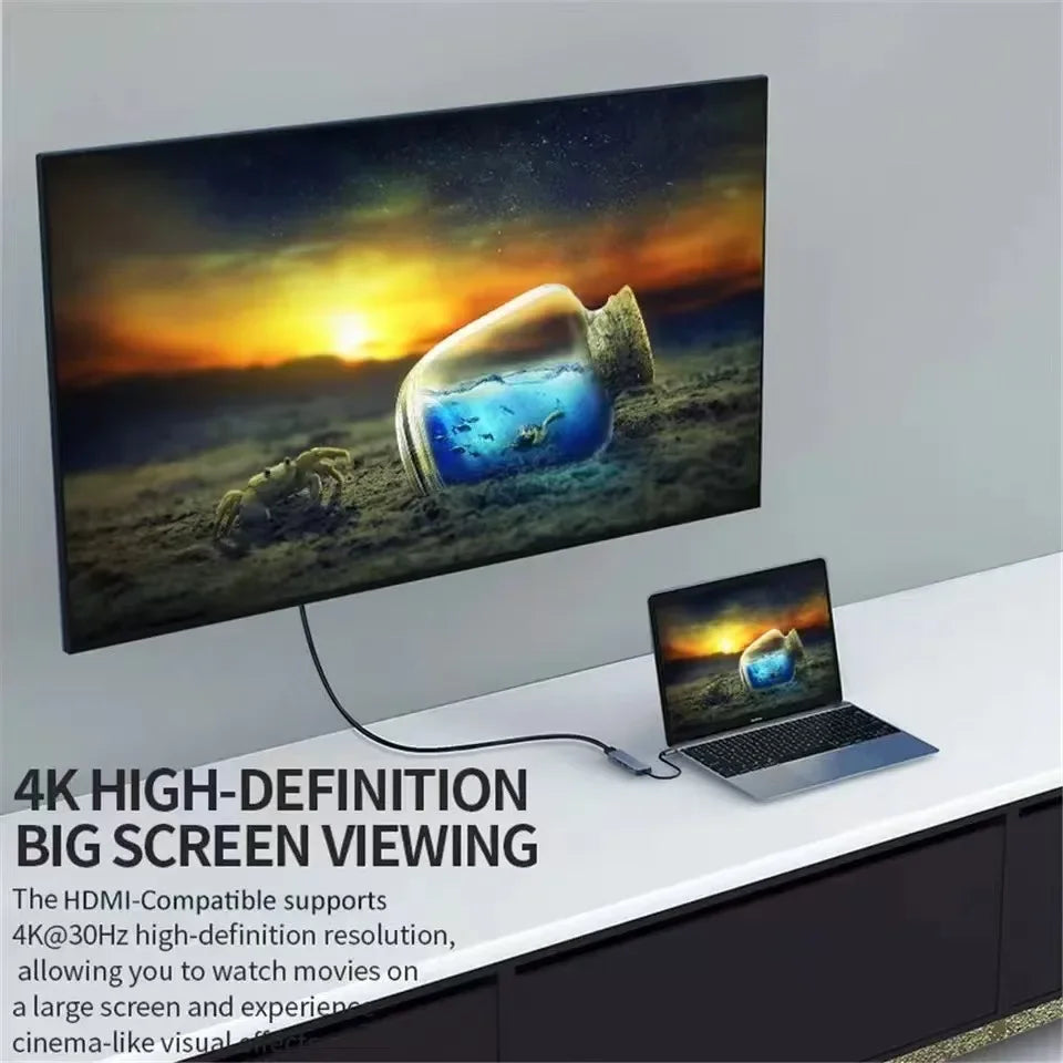 5-in-1 Type-C Hub & USB-C Dock - Multi-Function Adapter for Phone, PC, and Mac Pi-Mart