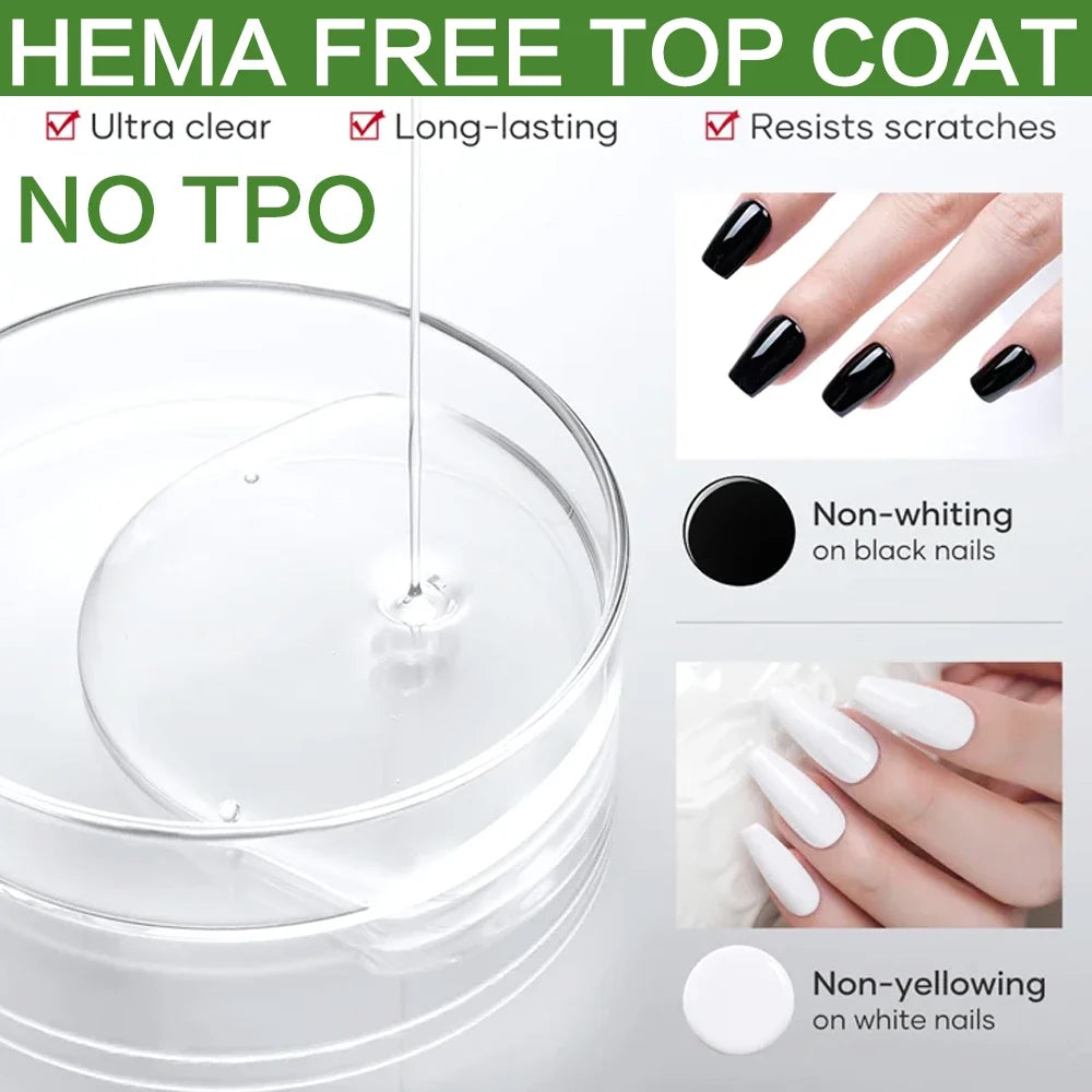 KODIES GEL Diamond Top Coat No Wipe Super Shiny 15ml HEMA /TPO Free Gel Nail Polish Crystal Shine Gel Finish All for Manicure Tri Light Beauty