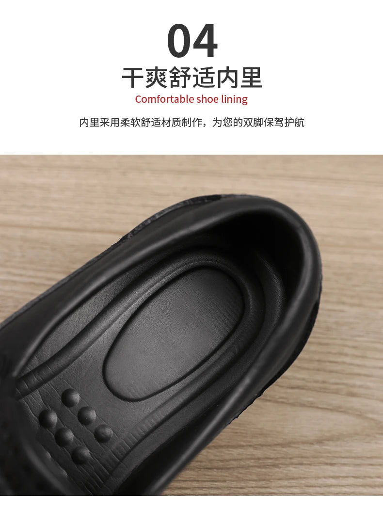 Chef shoes four season new anti slip oil resistant plus size business casual men's work leather shoes fashion comfort soft soled Pi-Mart