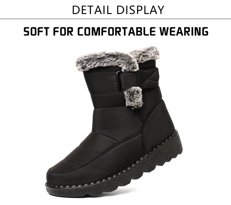 Winter Women Boots Waterproof Snow Boots Plus Size Casual Platform Ankel Boots Warm Fur Women Shoes Antislip Fashion Cotton Shoe Pi-Mart