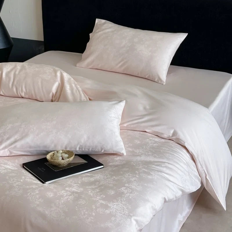 Long Staple Cotton Jacquard Bedding Set Single Double Queen King Size Duvet Cover Bedsheet Pillowcase Luxury Quilt Cover Set LadyShow.Store