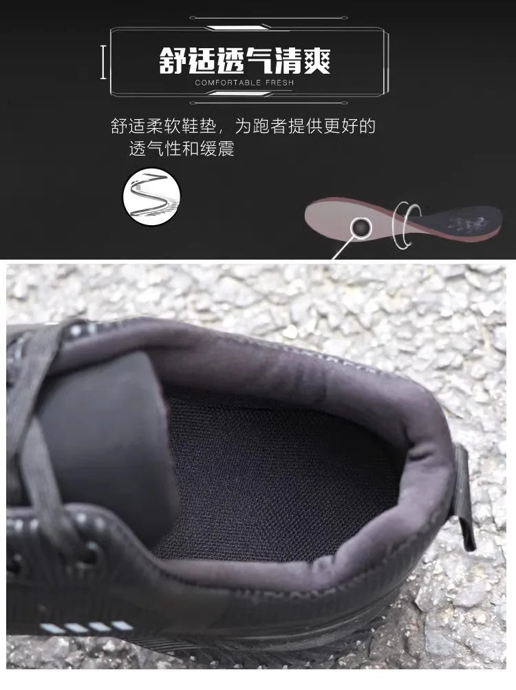 Waterproof Men's Sneakers Casual Running Shoes Soft Bottom Black Leather Sports Shoes Pi-Mart