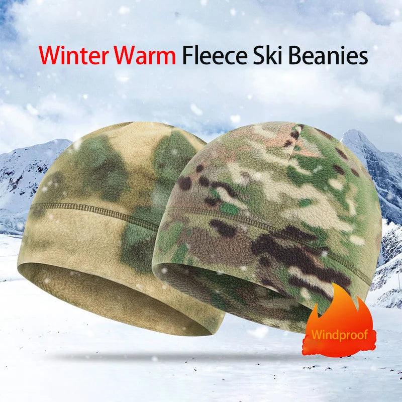 Winter Fleece Beanie Cycling Men Women Elastic Hiking Soft Thermal Commuting Ski Helmet Liner Hat Windproof Camping Cap Outdoor Pi-Mart