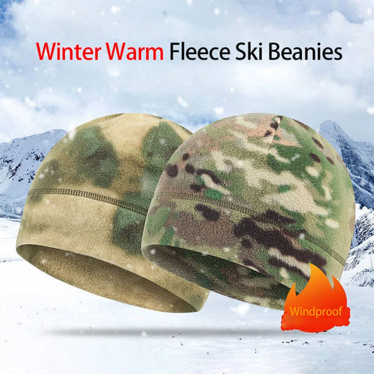 Winter Fleece Beanie Cycling Men Women Elastic Hiking Soft Thermal Commuting Ski Helmet Liner Hat Windproof Camping Cap Outdoor Pi-Mart