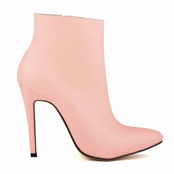Women Short Boots Pumps Sexy Pointed Toe Side Zipper Super High Heels Stiletto 2026 Female Party Ankle Boot Shoes Botas De Mujer Pi-Mart