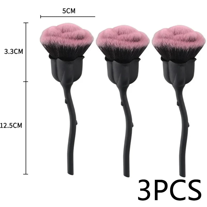 Flower Nail Brush for Manicure Gold Rose Shape Nail Art Brushes Round Small UV Gel Polish Powder Cleaning Tools Nail Accesories Tri Light Beauty