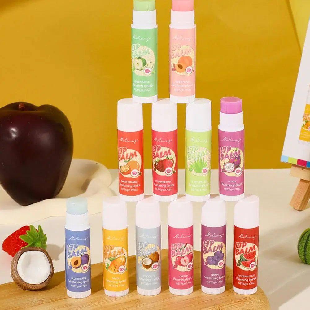 12pcs Moisturizing Lipstick Set, Hydrating Lip Care Suitable For All Skin Types, Fruit Lipstick Lip Balm Set Pi-Mart