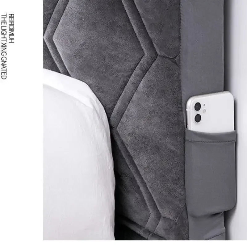 All-inclusive Super Soft Smooth Quilted Head Cover Thicken Velvet Headboard Cover Solid Color Bed Back Dust Protector Cover Pi-Mart