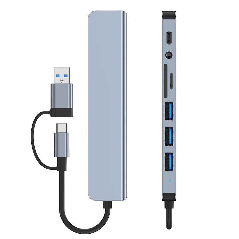 USB 3.0 Type C Adapter Docking Ststion USB 2.0 Port TF SD Card Reader Audio Output Multi-hub Splitter  for Macbook Pro Computer Pi-Mart