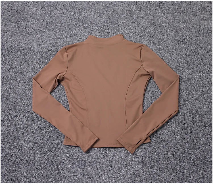 Women Sport Jacket Long Sleeve Shirt Workout Coat Gym Training Clothing Yoga Sportswear Pi-Mart