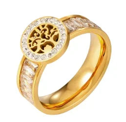 Stainless Steel Ring for Women Inlaid Zircon Rings Waterproof Romantic Fashion Jewelry Pi-Mart