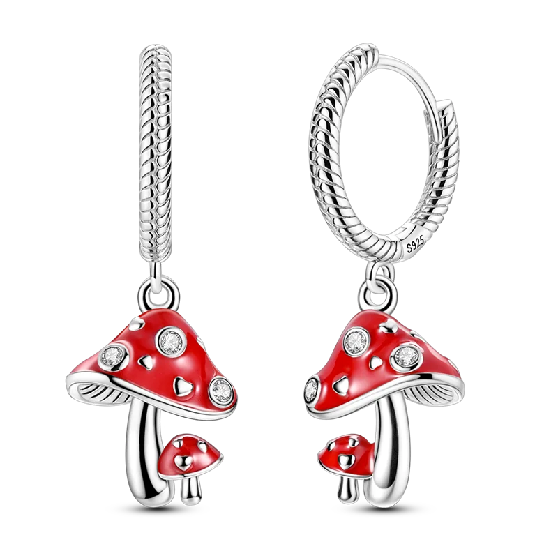 Genuine 925 Sterling Silver Love Feather Earrings Fit Original Charms Hoop For Women Girls Stud Earring Fine Jewelry Gifts Pi-Mart