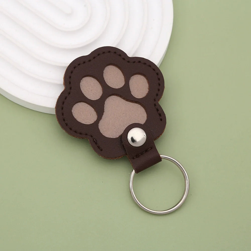 Cute Paw Print Pet Hair Memorial Keychain Leather Dog Cat Fur Holder Keepsake Key Ring Personalized Pet Loss Memory Key Chains G Pi-Mart