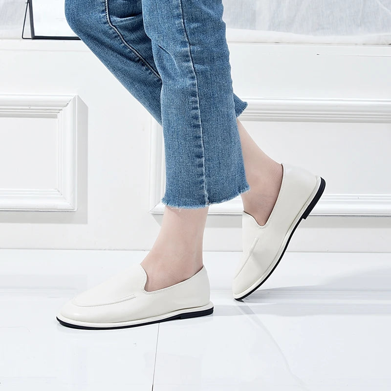 AIYUQI Loafers Women 2026 New Spring Round Toe One Foot Slip-on Shoes Women Genuine Leather Soft Flats Shoes Women Pi-Mart
