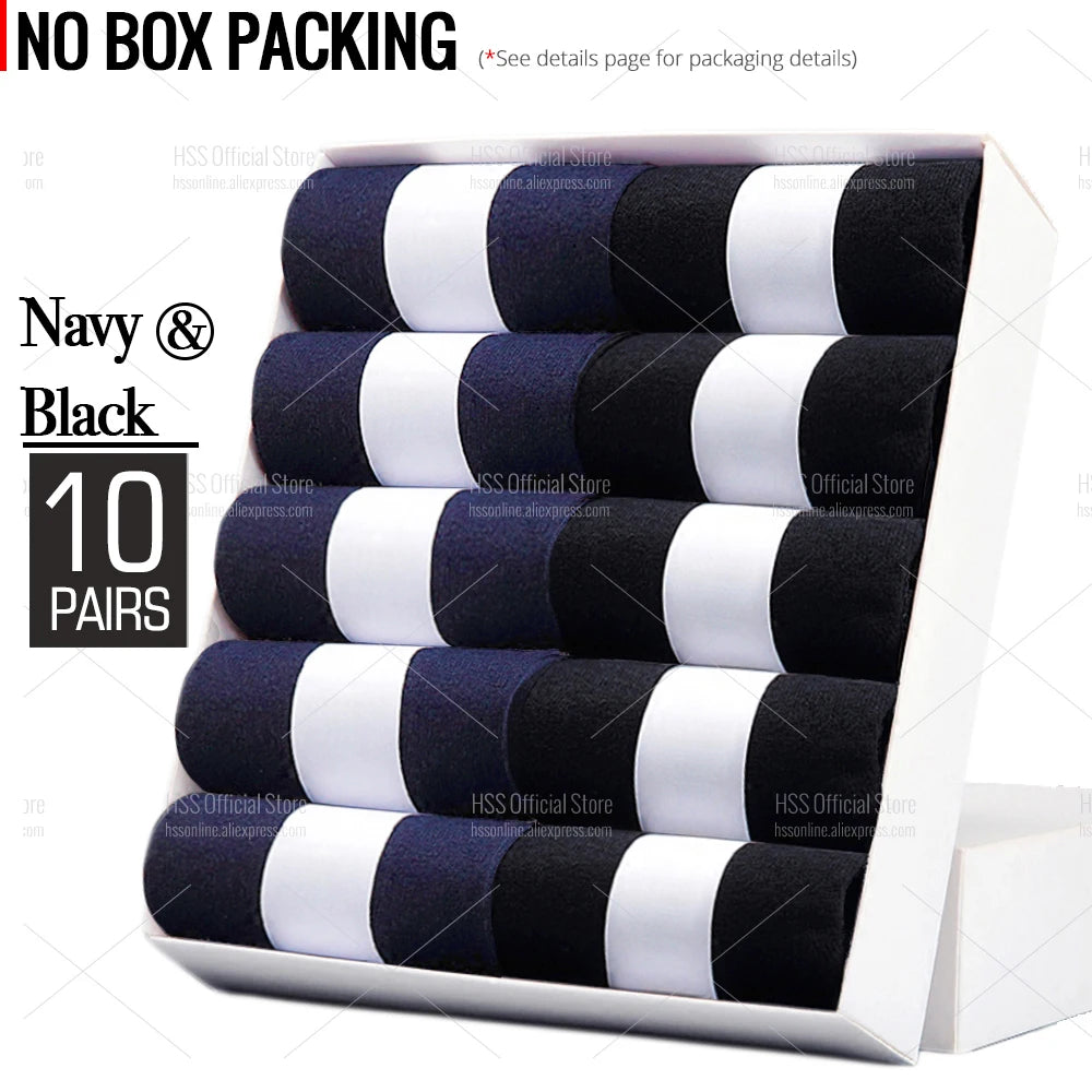 HSS 5/10 Pairs Men's Cotton Blend Socks Black Business Men Socks Soft Breathable Summer Winter for Male Socks Plus Size (6.5-14) Pi-Mart