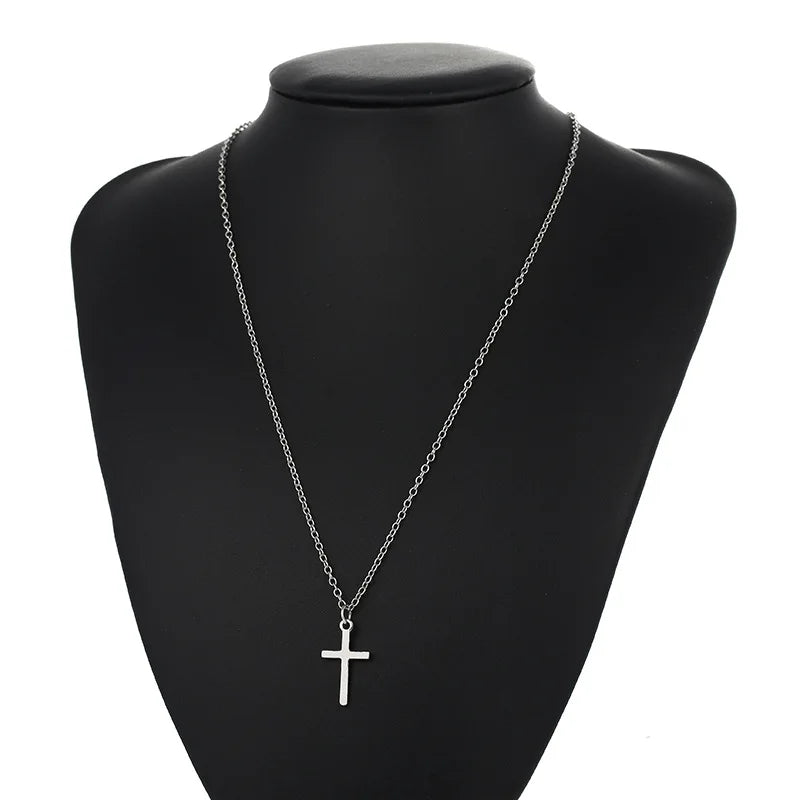 Fashion Christian Jesus Cross Necklaces Silver Color Long Chain Simple Pendants For Women Men Jewelry Gifts Dropshipping Pi-Mart