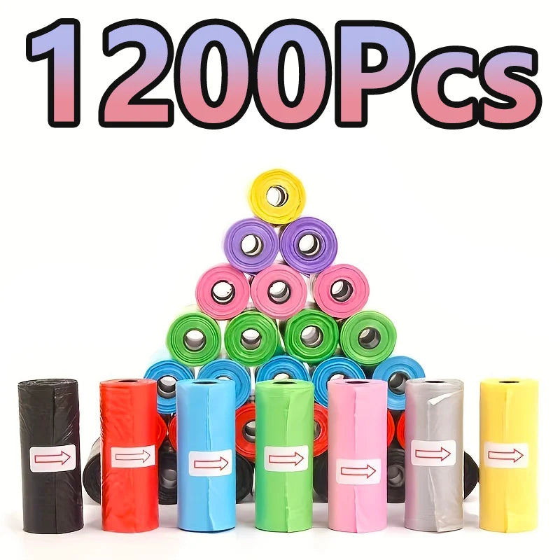 Random Color Cartoon Paw Graphic Dog Poop Bags Pet Poop Bags Leak-Proof Dog Waste Bags For Pet Supplies Pi-Mart