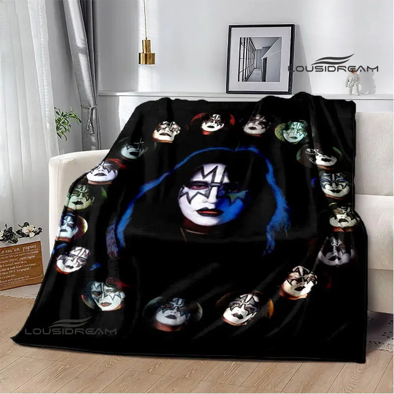 Kiss Band Printed Blanket picnic blanket Warm Blanket Flannel Home Travel Blanket throw blanket bed linings Birthday Gift Pi-Mart