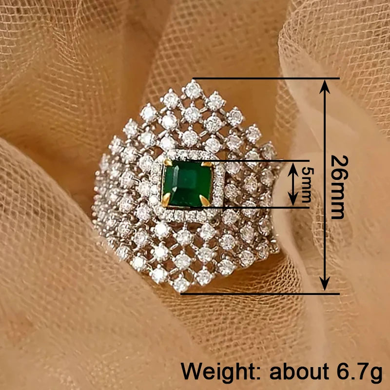 Huitan Luxury Hollow Rings with Dazzling CZ Graceful Gentle Finger Accessories for Women Creative Noble Chic Engagement Jewelry Pi-Mart