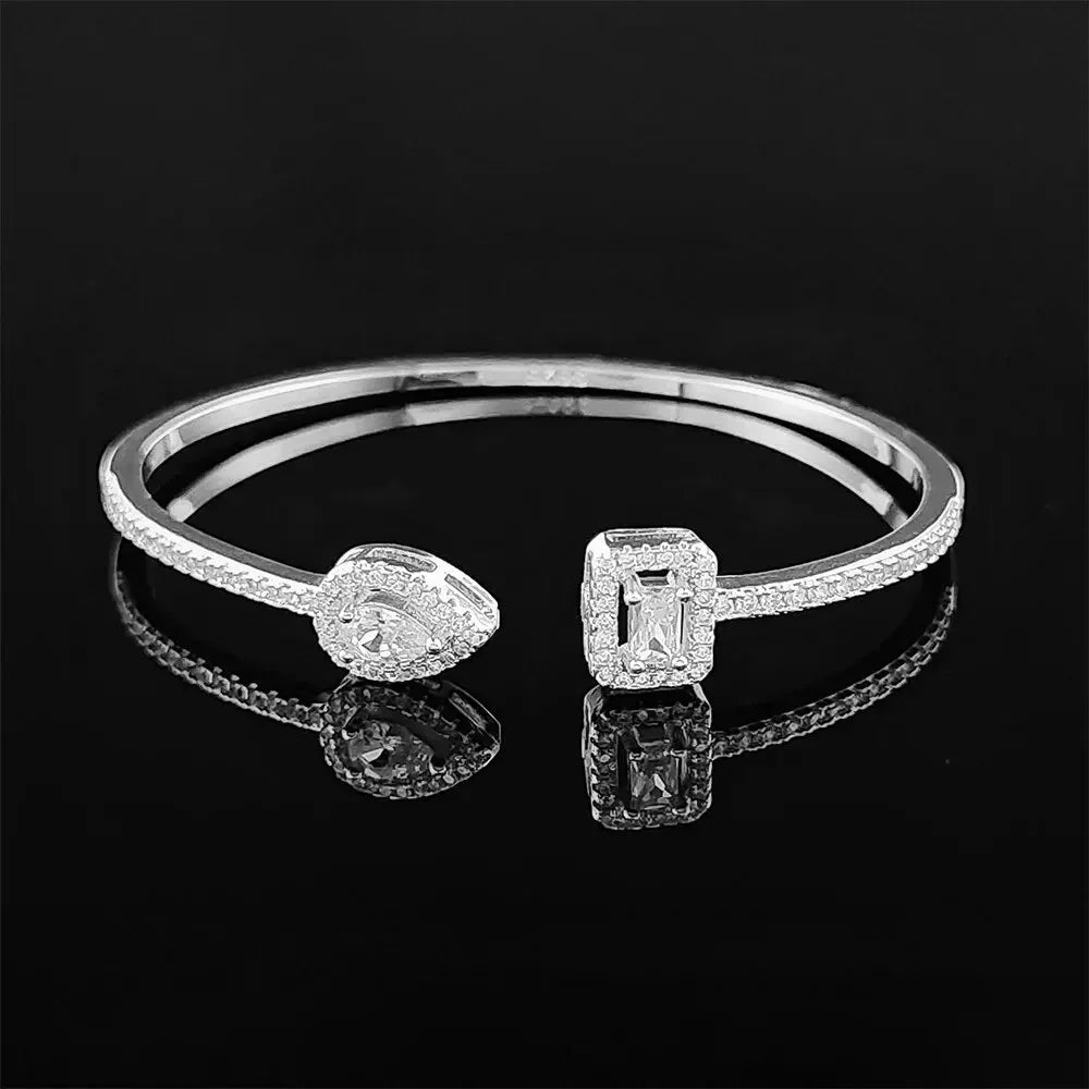 Trendy Snake Punk Pear Shape Silver Color on Hand Adjustable Open Bangle for Women Anniversary Gift Jewelry Wholesale S5214bb Pi-Mart