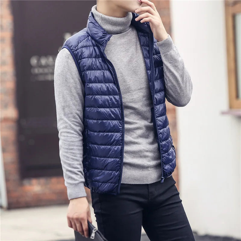 Men's Sleeveless Puffer Jackets Fashion Brand Men Down Vest Coats New Winter Casual Lightweight Down Duck Vest Coats Male LadyShow.Store