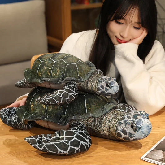 3 Sizes High Quality Realistic Sea Turtle Plush Toys Cozy Cotton Stuffed Lifelike Tortoise Toy Funny Throw Pillow Back Cushion LadyShow.Store