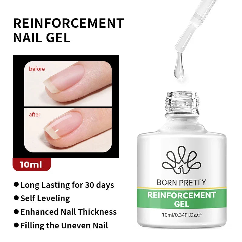 BORN PRETTY 10ml Base Gel Top Coat Rubber Gel Reinforcement Gel for Nails Tools Soak Off UV LED Nail Varnish Function Gel Tri Light Beauty