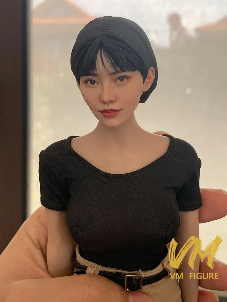 1/6 1/12 Super-realistic Woman Head Sculpture Beauty Head Painted Resin Model For 12" 6" Female Soldier Action Figure Body Doll Tri Light Beauty