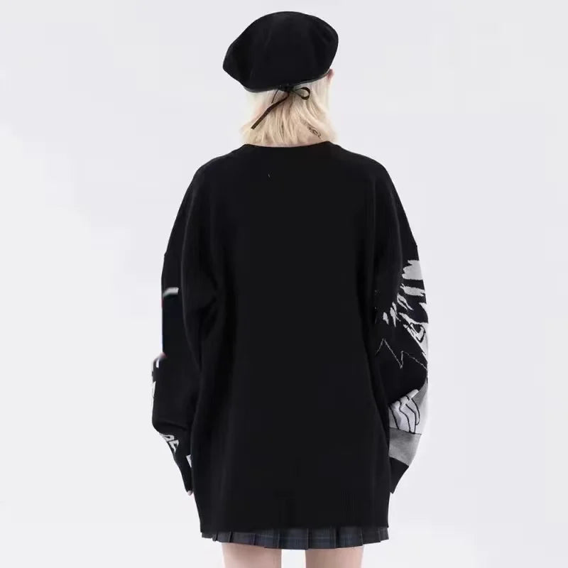 Y2K Women Hip Hop Streetwear Harajuku Sweater Vintage Japanese Style Anime Girl Knitted Soft Pullover Sweaters Female Clothes LadyShow.Store
