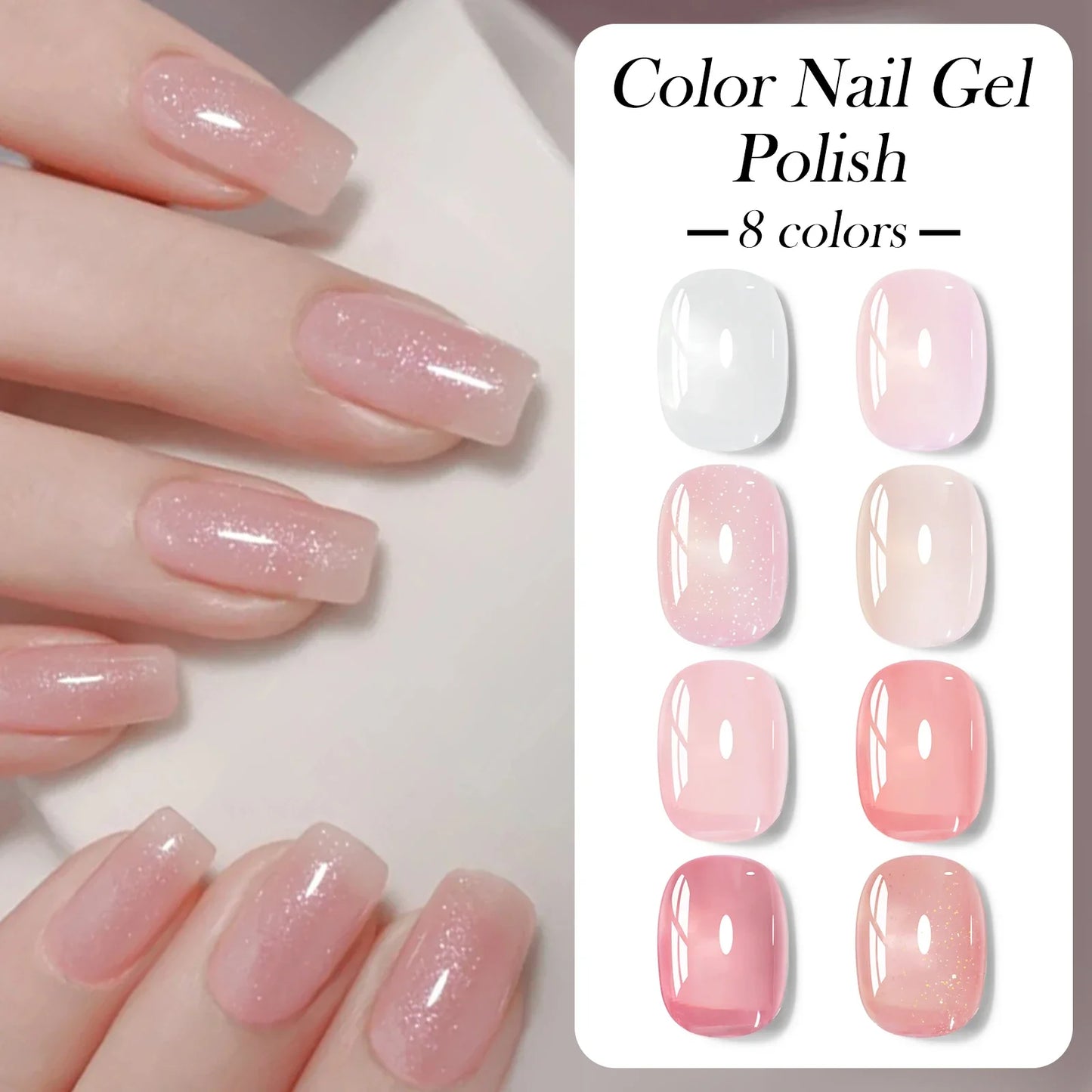 8pcs Nude Jelly Gel Nail Polish Set With Box Translucent Color Semi Permanent Soak Off UV LED Gel Varnish Nail Supplies Manicure Tri Light Beauty