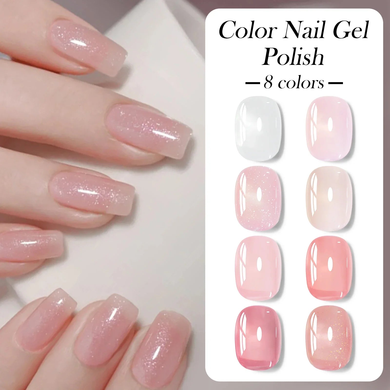 8pcs Nude Jelly Gel Nail Polish Set With Box Translucent Color Semi Permanent Soak Off UV LED Gel Varnish Nail Supplies Manicure Tri Light Beauty