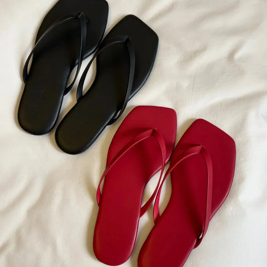 new Spring/summer/women pu slippers beach sandals outdoor wild fashion ladies square head flip flops LadyShow.Store