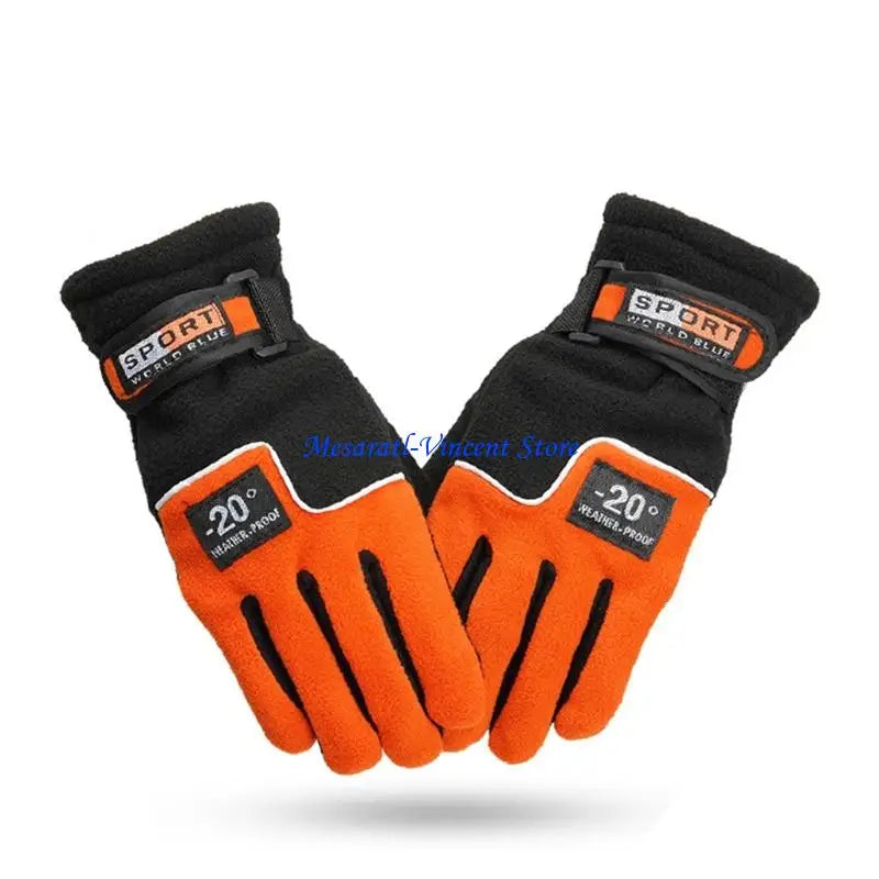 A70F Winter Warm Thermal Motorcycle Gloves Fleece Mittens For Women Men Snow Sports Hiking Back Windproof Lightweight Pi-Mart