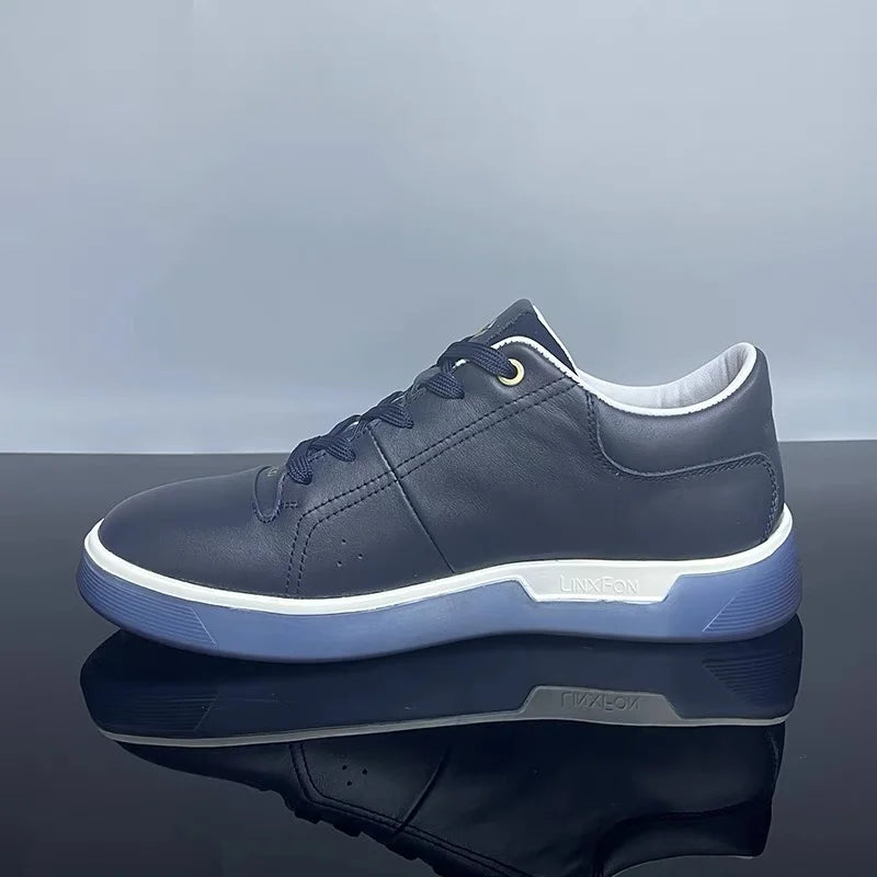 Fashion Genuine Leather Men Sneakers Breathable Comfort Classic Casual Shoes Mens Outdoor Walking Shoes Couple Footwear Pi-Mart