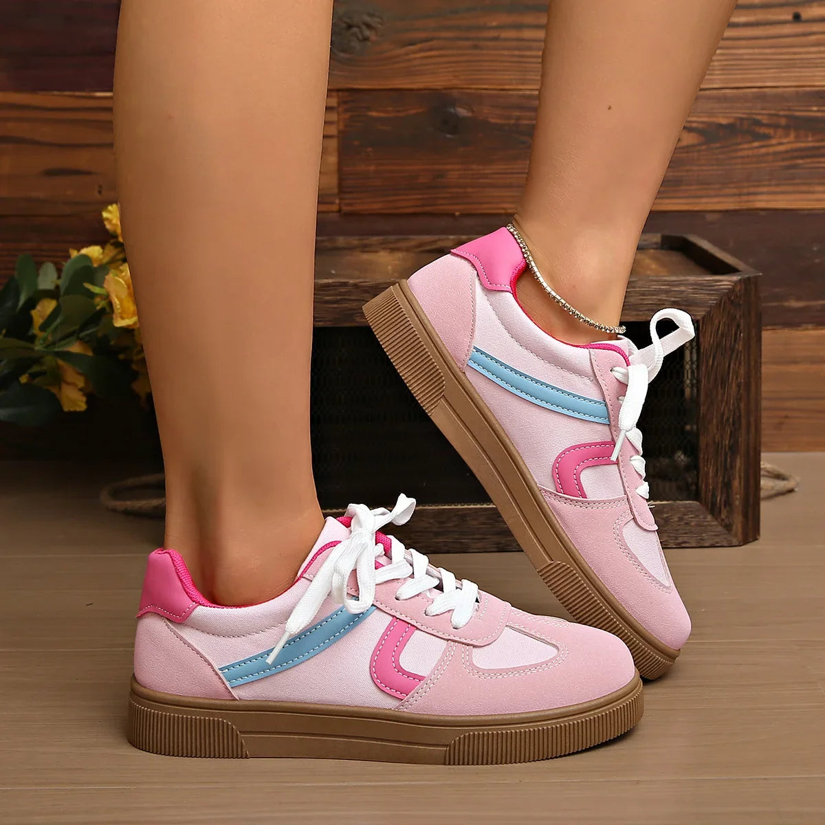 Women's Flat Bottom Sports Shoes Hot Sale Mixed Colors Spring Autumn New Style Sneakers Casual Leisure Student Flats Rubber Sole Pi-Mart