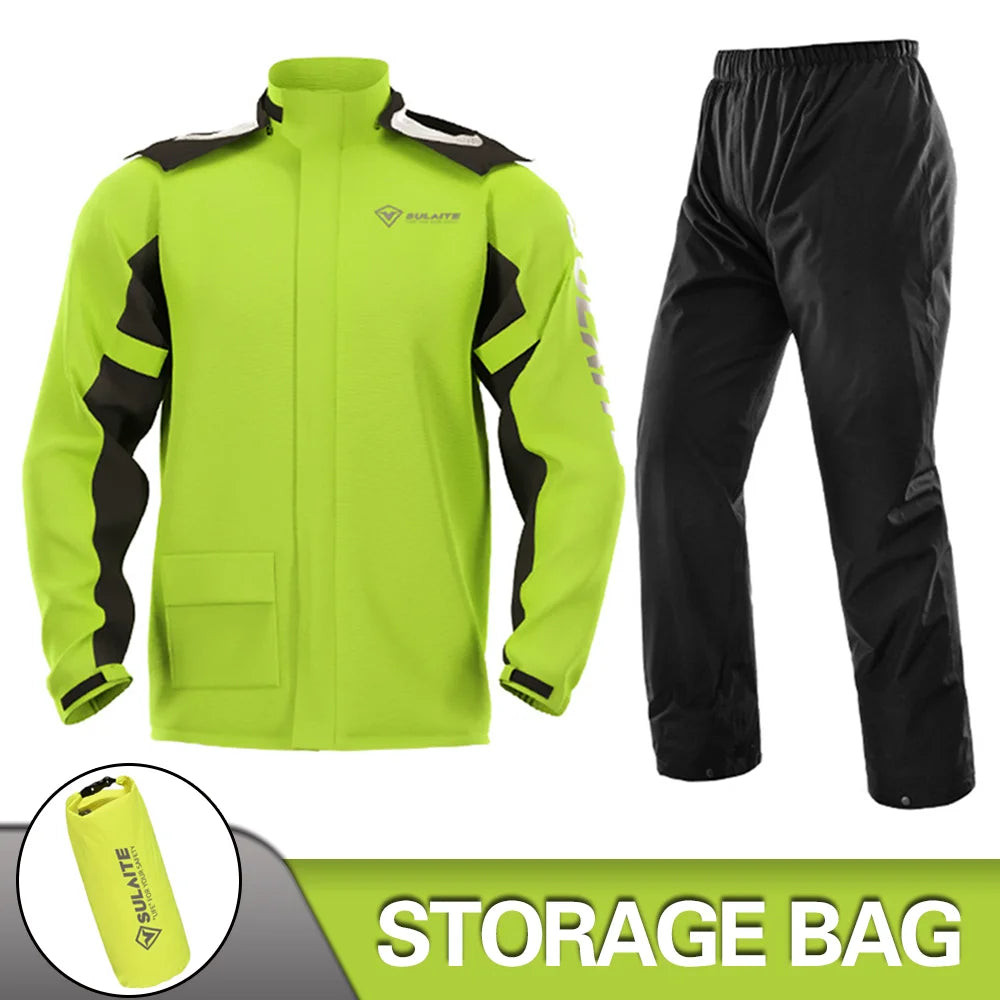 Motorcycle Raincoat Suit Rainstorm Prevention Jacket Pants Camping Hiking Fishing Raincoat Moto Raincoat Motorcyclist Rider Rain Pi-Mart