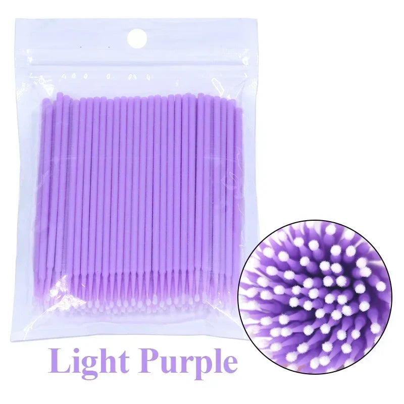 Brush Lash Extension 100Pcs Eyelash Cleaning Micro Cotton Swab Individual Eyelashes Microbrush Beauty Makeup Clean Remover Tools LadyShow.Store