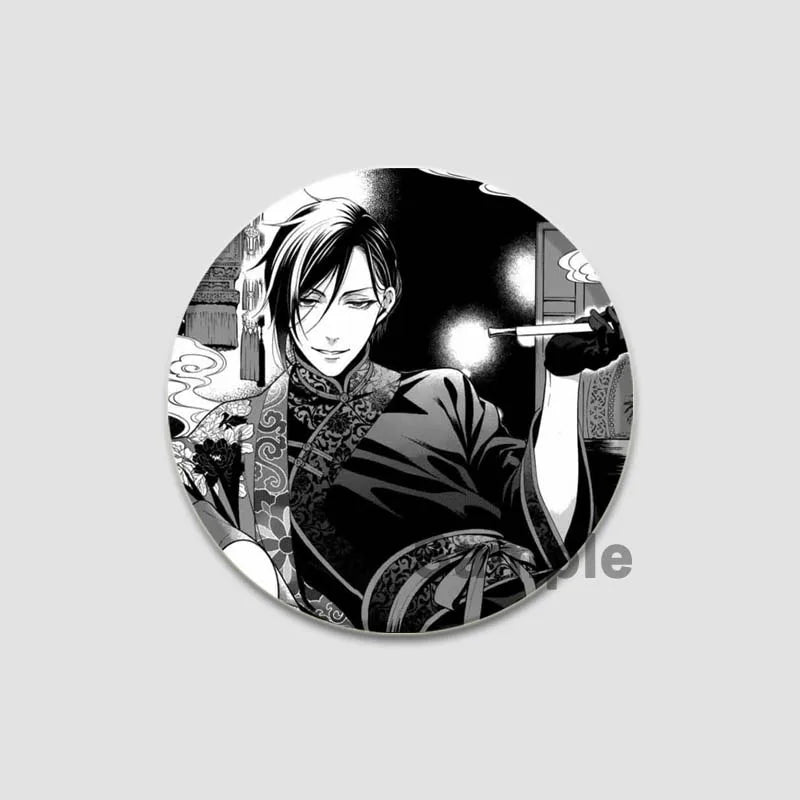 58MM Cartoon Comics Black Butler Creative DIY Badge Tinplate Plastic Pins Button Brooches for Backpack Accessories Jewelry Gifts Pi-Mart