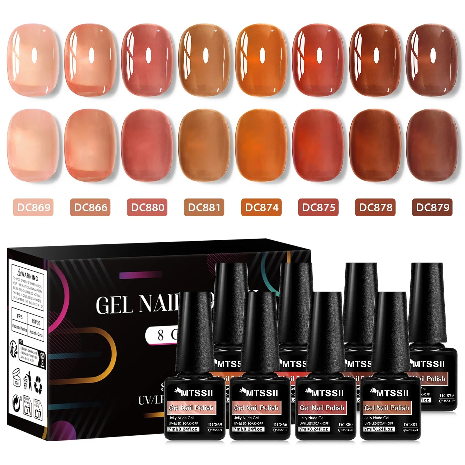 8pcs Nude Jelly Gel Nail Polish Set With Box Translucent Color Semi Permanent Soak Off UV LED Gel Varnish Nail Supplies Manicure Tri Light Beauty
