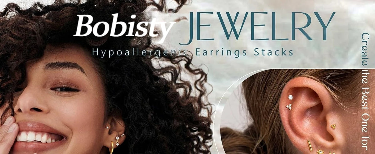 Bobisty 1pc Earrings for Sensitive Ears Surgical Stainless Steel Earrings for Women Dainty Flat Back Earring Stud Hoop Cartilage Pi-Mart